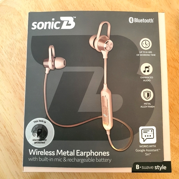 Sonic B Pink Wireless Metal Earphones 
